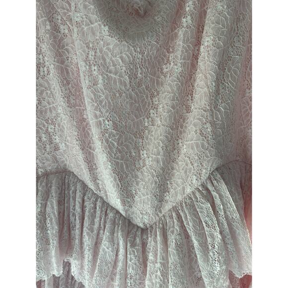 JessaKae Pink Elegant Dainty Delicate Coquette Giupure Lace Mia Midi Dress - Picture 6 of 13